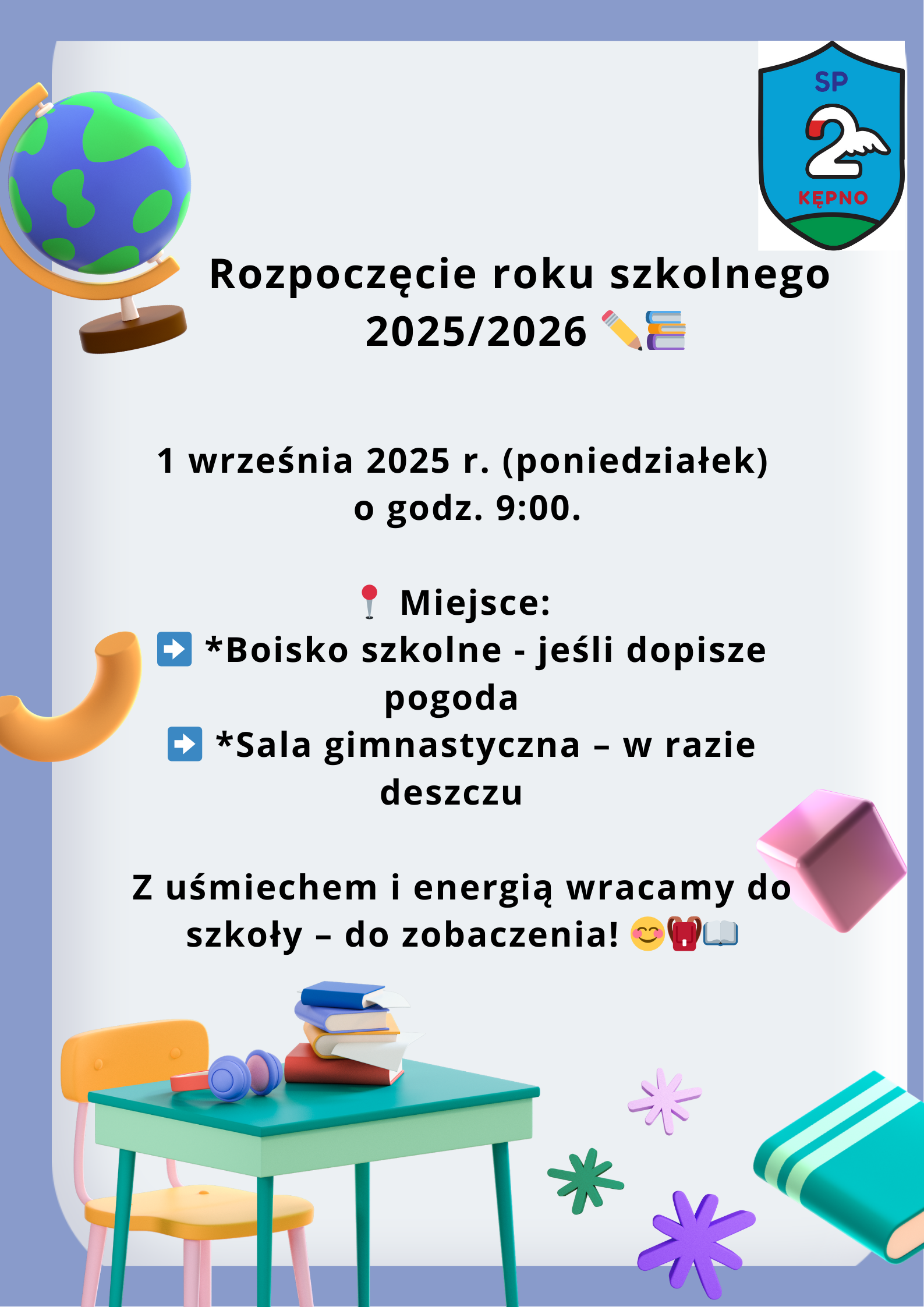 Blue 3D Illustration School Background Poster